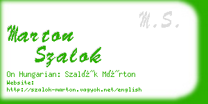 marton szalok business card